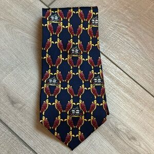 Vintage Mystic Seaport Museum Sea Turtle print tie 100% silk Navy Blue sailboat‎